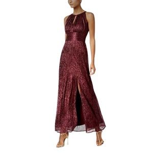 NWOT Keyhole Merlot Metallic Gown